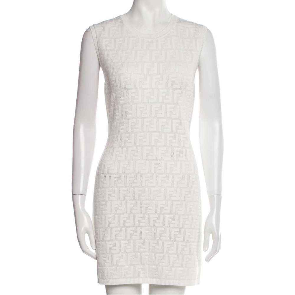 Fendi White Logo Mini Dress - Size IT44